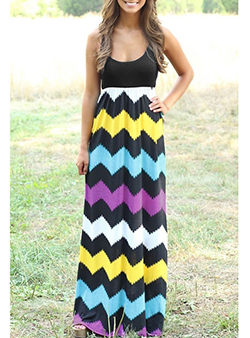 Maxi Dress - Chevron Print / Tank Top / Sleeveless